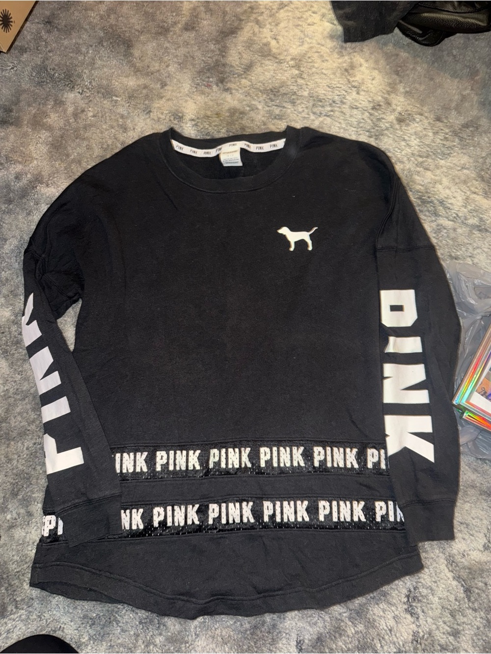 PINK Victoria's Secret Black Logo Crewneck Sweatshirt